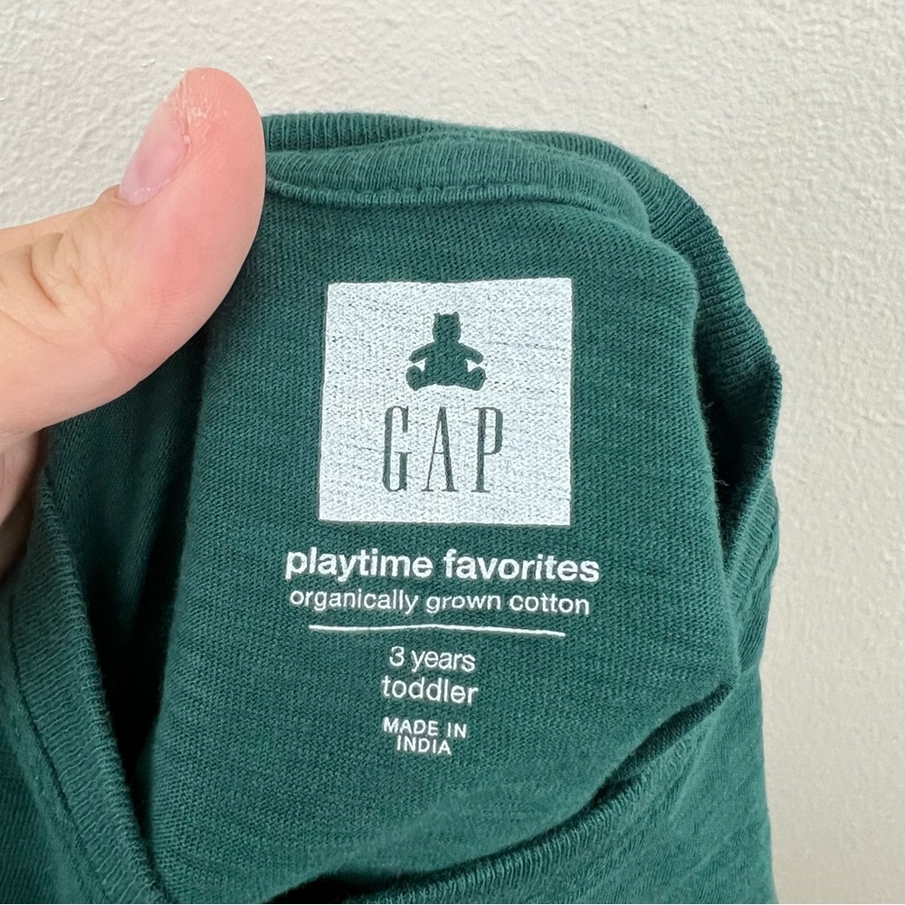 GAP Playtime Favorites Long Sleeve Hunter Green Shirt with Pocket Boy’s Size 3T - Picture 3 of 3